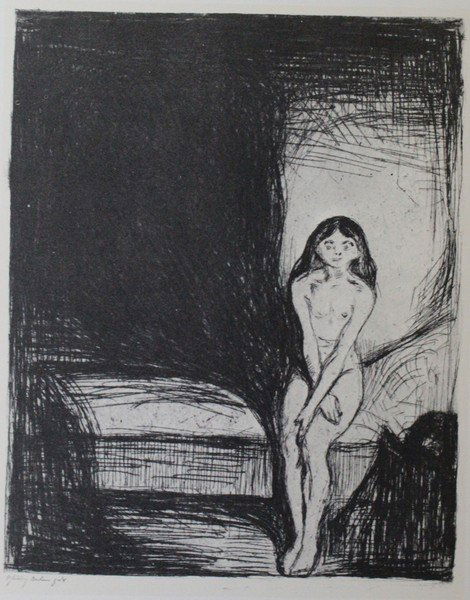 Puberty 1902' - Edvard Munch: Artist: Edvard Munch (Norwegian 1863-1944), Title: Puberty 1902' , Medium: Lithograph Print, Edition: n/a, Size: 12 x 9 In.