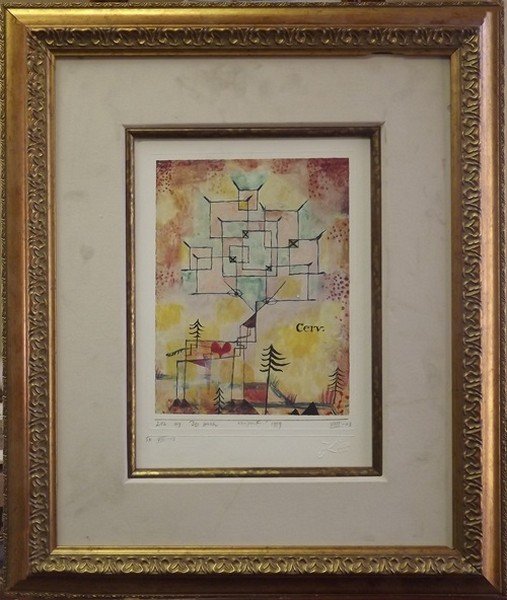 Der Hirsch - Paul Klee Lithograph: Limted Edition, Plate Signed Lithograph by the artist Paul Klee, Numbered, Stamped and has an Embossed Signature, Size Approx. 25 x 21 Inches Certificate of Authenticity Included