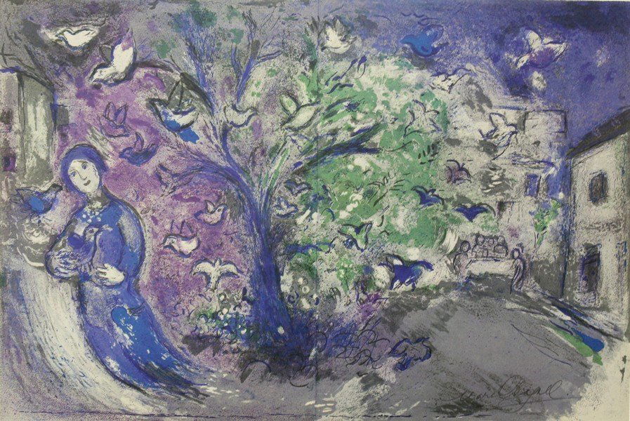 The Bird Chase - Marc Chagall: Artist: Marc Chagall, Title: The Bird Chase, Medium: Lithograph Print, Signed, Size: 13 x 9 inches Edition: Book Edition,