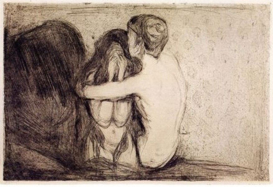 Consolation 1894' - Edvard Munch: Artist: Edvard Munch (Norwegian 1863-1944), Title: Consolation 1894', Medium: Giclee Print, Style: Expressionsim, Edition: n/a, Size: 16 x 11 In. The Norwegian artist Edvard Munch (1863-1944) is renow