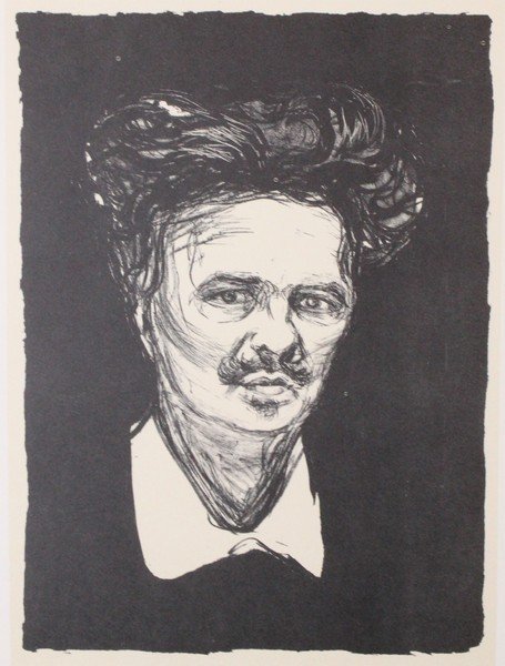 August Strindberg 1896' - Edvard Munch: Artist: Edvard Munch (Norwegian 1863-1944), Title: August Strindberg 1896', Medium: Lithograph Print, Edition: n/a, Size: 12 x 9 In.