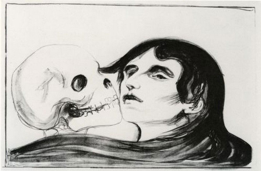 Kiss of Death 1899' - Edvard Munch: Artist: Edvard Munch (Norwegian 1863-1944), Title: Kiss of Death 1899', Medium: Giclee Print, Style: Expressionsim, Edition: n/a, Size: 16 x 11 In. The Norwegian artist Edvard Munch (1863-1944) is ren