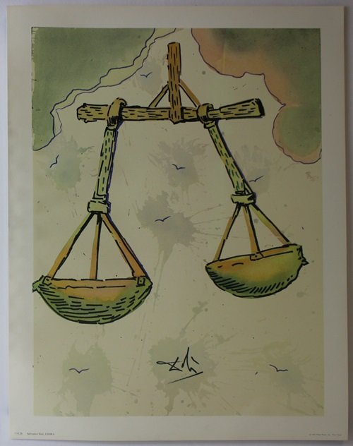 Libra, Zodiac Suite - Salvador Dali: Artist: Salvador Dali, Title: Libra - Signs of the Zodiac Suite, Medium: Lithograph, Material: Thick/Heavy Stock Paper, Publisher: (1969) Penn Prints Inc., New York, Size: 18' x 14' Inches