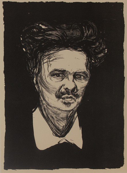 August Strindberg 1896' - Edvard Munch: Artist: Edvard Munch (Norwegian 1863-1944), Title: August Strindberg 1896', Medium: Lithograph Print, Edition: n/a, Size: 8 x 6 In.
