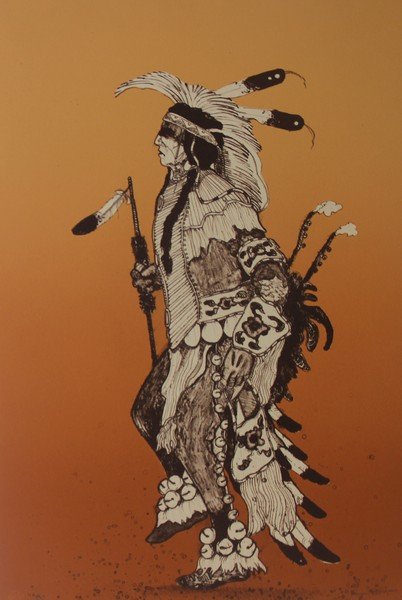 Crow Dancer by Kevin Red Star: Artist: Kevin Red Star, Title: Crow Dancer, Medium: Limited Edition (46/80) Stone Lithograph on Buff Arches Fine Art Paper, Publisher: Southwest Graphics, Signature: Hand Done by the artist in Pencil,