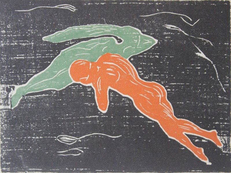 Encounter In Space - Edvard Munch: Artist: Edvard Munch (Norwegian 1863-1944), Title: Encounter In Space, Medium: Lithograph Print, Edition: n/a, Size: 4 x 5 1/2 In.