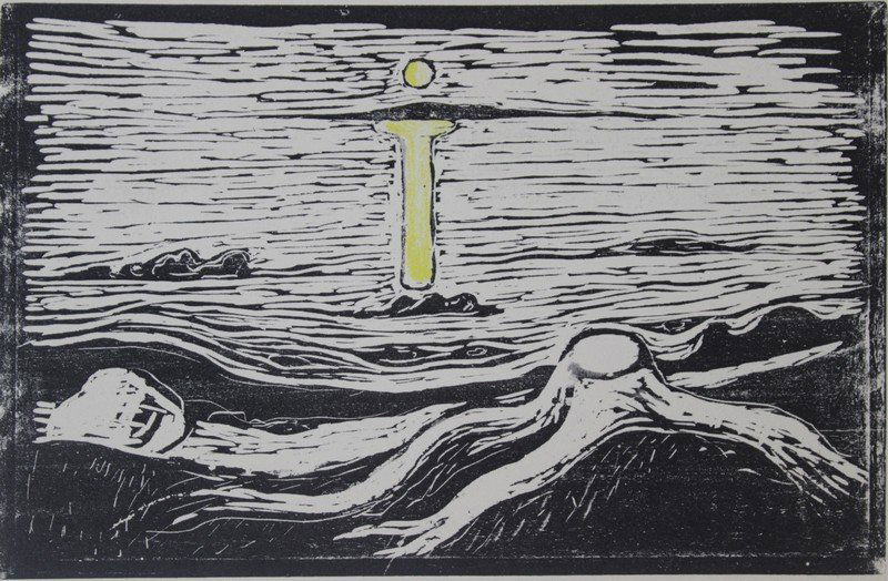 Mystical Shore 1897' - Edvard Munch: Artist: Edvard Munch (Norwegian 1863-1944), Title: Mystical Shore 1897', Medium: Lithograph Print, Edition: n/a, Size: 4 1/2 x 6 1/2 Inches