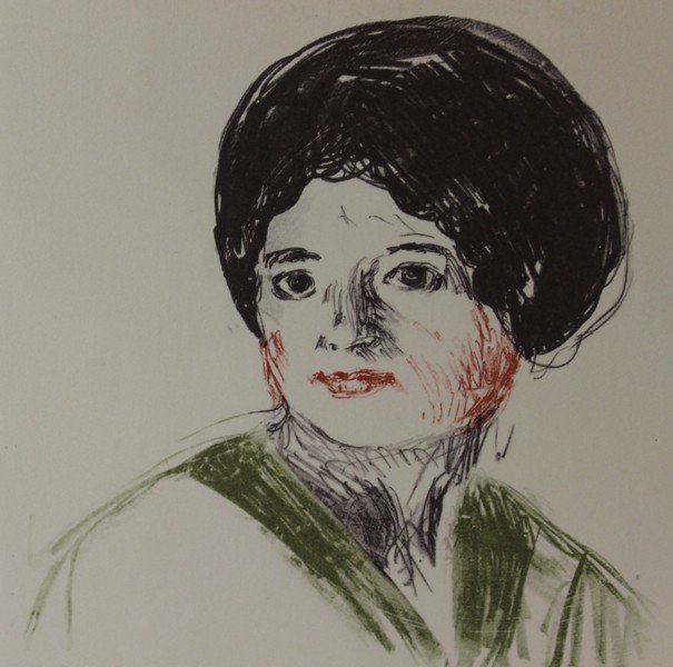 The Portrait - Edvard Munch: Artist: Edvard Munch (Norwegian 1863-1944), Title: The Portrait, Medium: Lithograph Print, Edition: n/a, Size: 6 x 5 1/2 Inches.