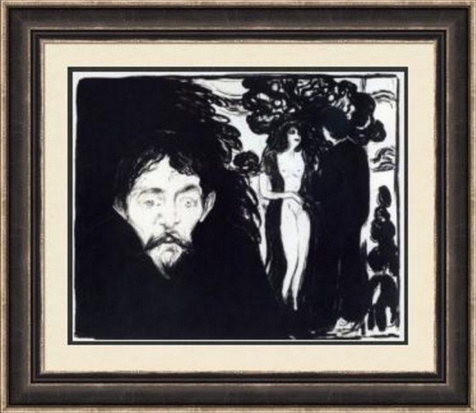 Jealousy 1896 - Edvard Munch: Title: Jealousy, 1896 Artist: Edvard Munch (Norwegian 1863-1944) Medium: Giclee Print Printed: 1991 (after) Size: 16 x 11 Inches Lot Description: Edvard Munch Tribute Print This High Resolution Giclee
