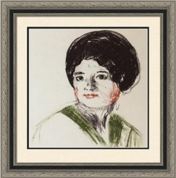 The Portrait - Edvard Munch: Artist: Edvard Munch (Norwegian 1863-1944), Title: The Portrait, Medium: Lithograph Print, Edition: n/a, Size: 6 x 5 1/2 Inches.