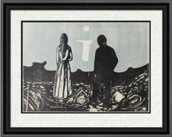 Two Human Beings, 1899 - Edvard Munch: Consolation / Two Human Beings / The Loney Ones 1899 Artist: Edvard Munch (Norwegian 1863-1944) Medium: Giclee Tribute Print (after the artist) Printed: after 1991 Dimensions: 8 x 10 Inches