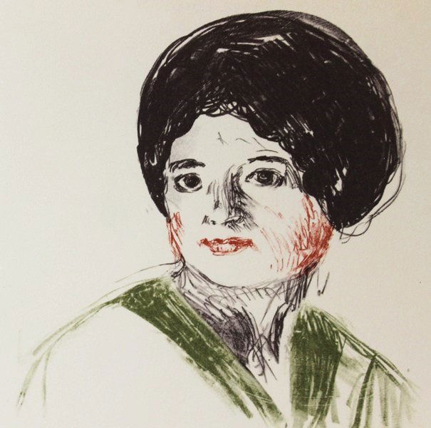 The Portrait - Edvard Munch: Artist: Edvard Munch (Norwegian 1863-1944), Title: The Portrait, Medium: Lithograph Print, Edition: n/a, Size: 6 x 5 1/2 Inches.