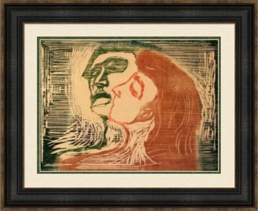 Man and Woman Kissing 1905 - E. Munch: Title: Man and Woman Kissing, 1905 Artist: Edvard Munch (Norwegian 1863-1944) Medium: Giclee Print Printed: 1991 (after) Size: 16 x 11 Inches Lot Description: Edvard Munch Tribute Print This High Reso