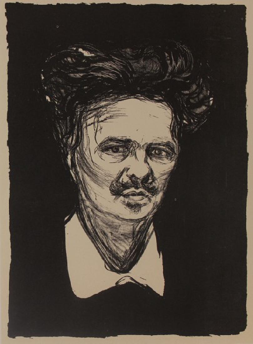 August Strindberg 1896' - Edvard Munch: Artist: Edvard Munch (Norwegian 1863-1944), Title: August Strindberg 1896', Medium: Lithograph Print, Edition: n/a, Size: 8 x 6 In.