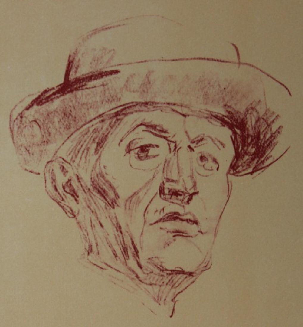 Self Portrait with Hat - Edvard Munch: Artist: Edvard Munch (Norwegian 1863-1944), Title: Self-Portrait with Hat', Medium: Lithograph Print, Edition: n/a, Size: 9 x 7 In.