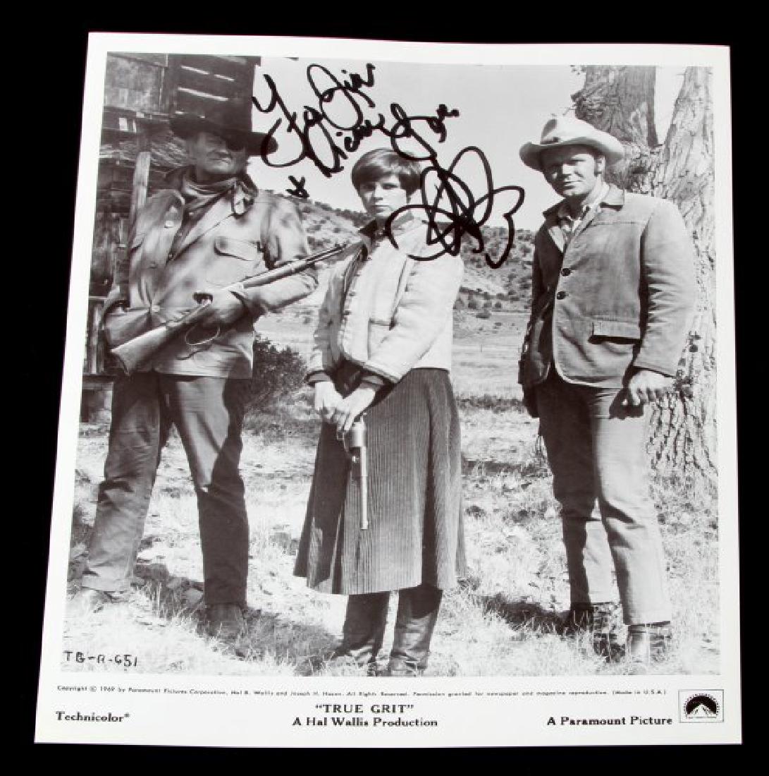 KIM DARBY AUTOGRAPH 8X10 TRUE GRIT JOHN WAYNE FILM: 8x10 black and white photo from the movie "True Grit" starring John Wayne. Autographed by star Kim Darby. SIgned "To Jim & Diane, Love, Kim Darby". Unauthenticated.