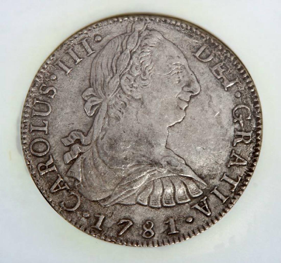 1781 MEXICO EL CAZADOR NGC PNG SHIPWRECK 8 REALES: MO FF 8 Reales . Rare P*N*G top grade genuine shipwreck certification.