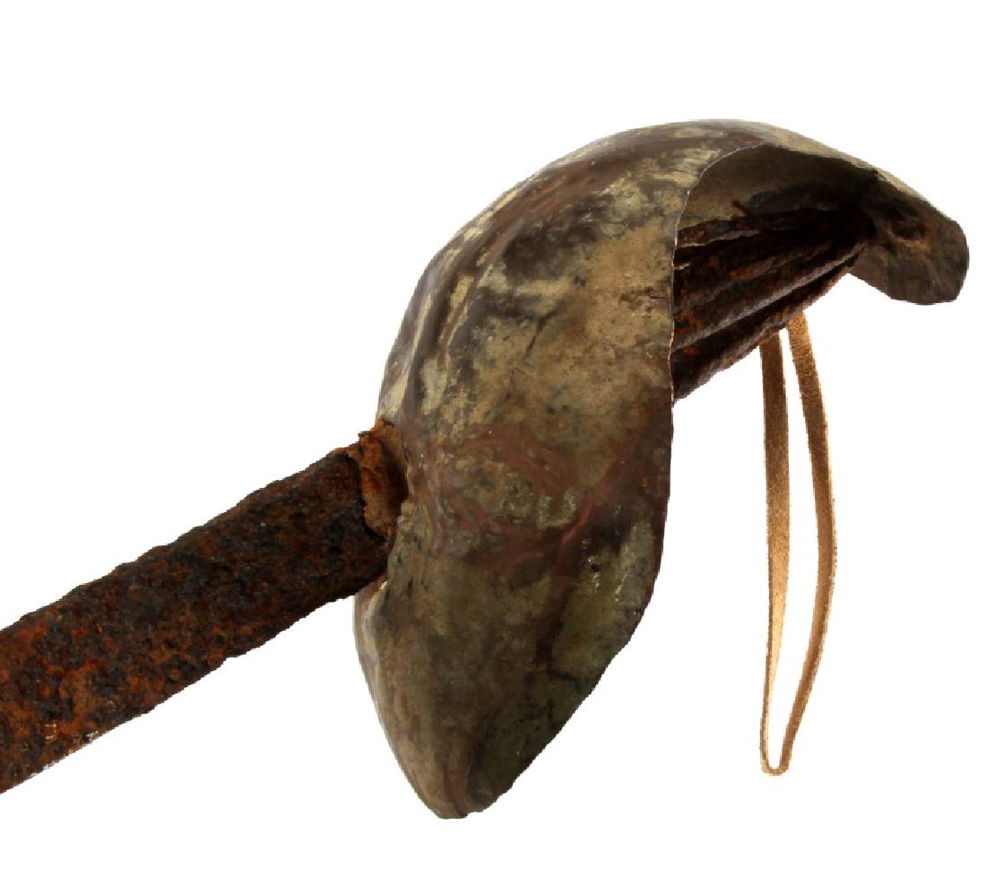 ANTIQUE NAVAL OFFICER SABER UNION PORT GIBSON: Antique iron naval officer's saber with tin (thin metal?) quill point. Found at Port Gibson near the Mississippi River during their record drought. Believed to be from a Union sailor, however, unable 