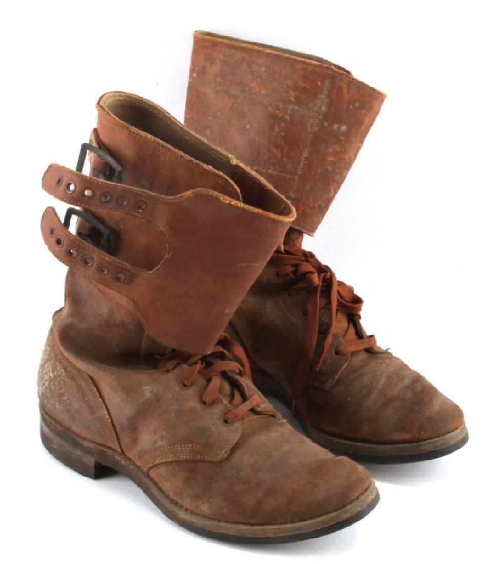 WWII M 1943 DOUBLE BUCKLE COMBAT BOOTS: Dated 1944 size 7 B, very good original condition with moderate service wear.