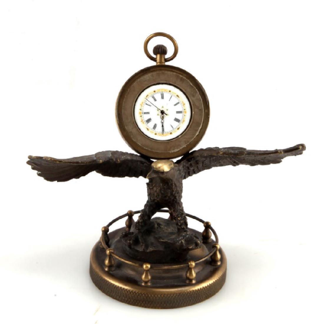 VINTAGE BRASS TABLETOP EAGLE CLOCK
