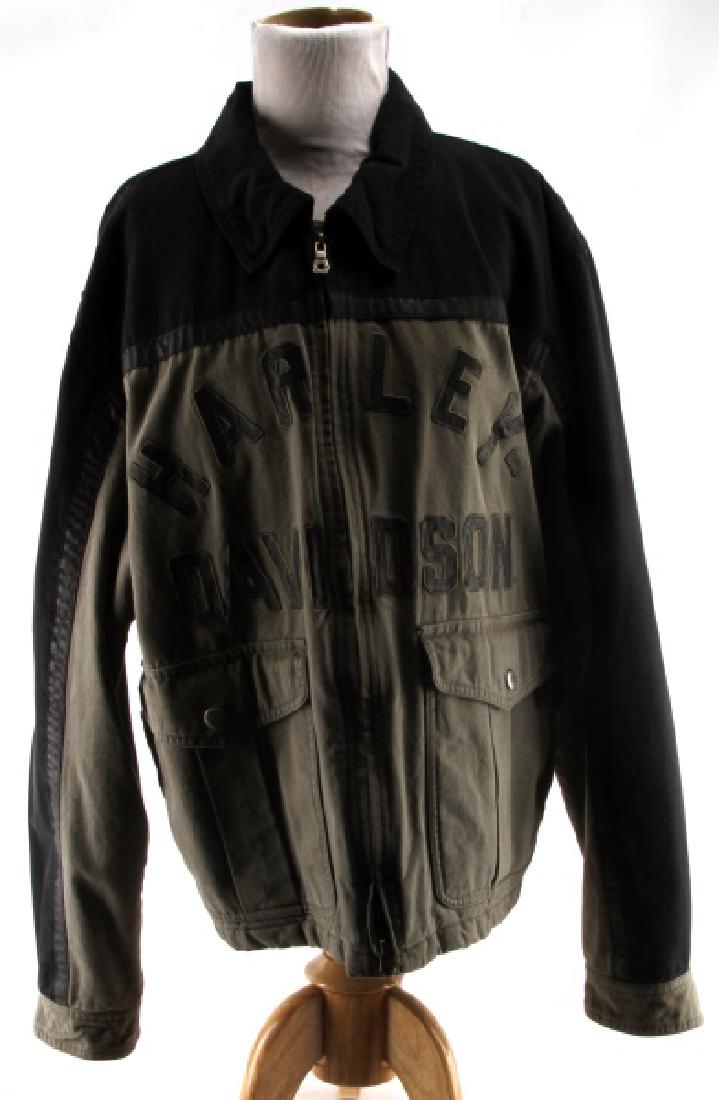 HARLEY DAVIDSON OLIVE AND BLACK JACKET: Harley Davidson olive and black jacket. Made in 2004. In very good condition (appears to be new or minimally worn). Model 97498. Size Large.