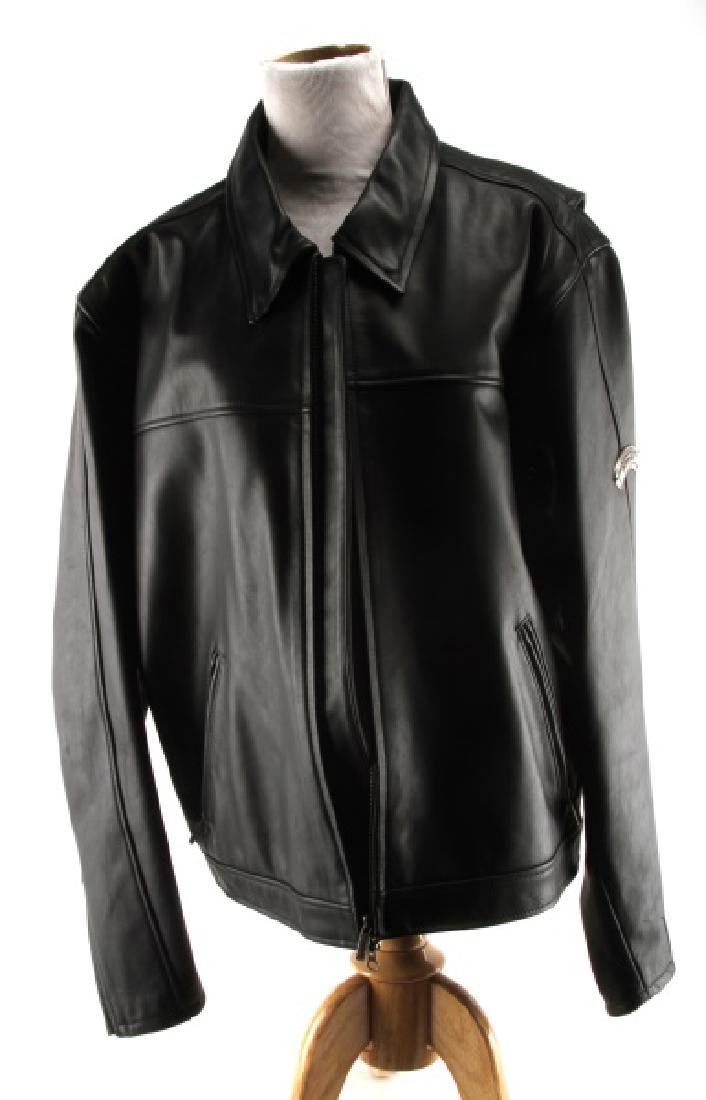 MEN'S XL EMBOSSED LEATHER HARLEY DAVIDSON JACKET: Jacket appears to be new with product tag in inside pocket.