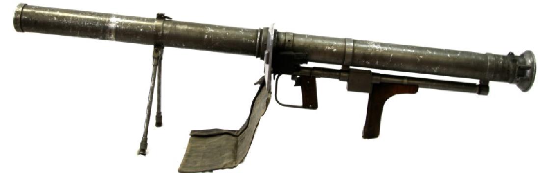 BAZOOKA SPANISH M65 88MM DEMILLED PANZER SCHRECK: A de-milled Spanish M-65 88.9mm Panzer Schreck. In very good condition with consideration to age. Meets ATF specifications and cannot be converted to fire. Scope is clear with range finder reticule. F