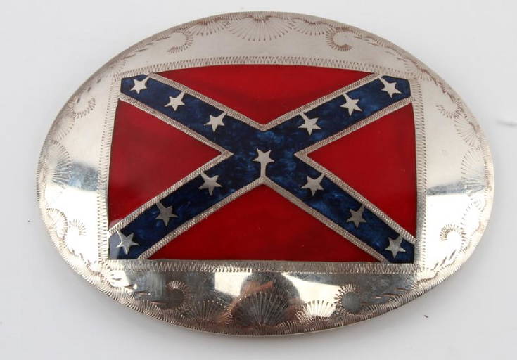 Large Usa Rebel Confederate Flag Belt Buckle