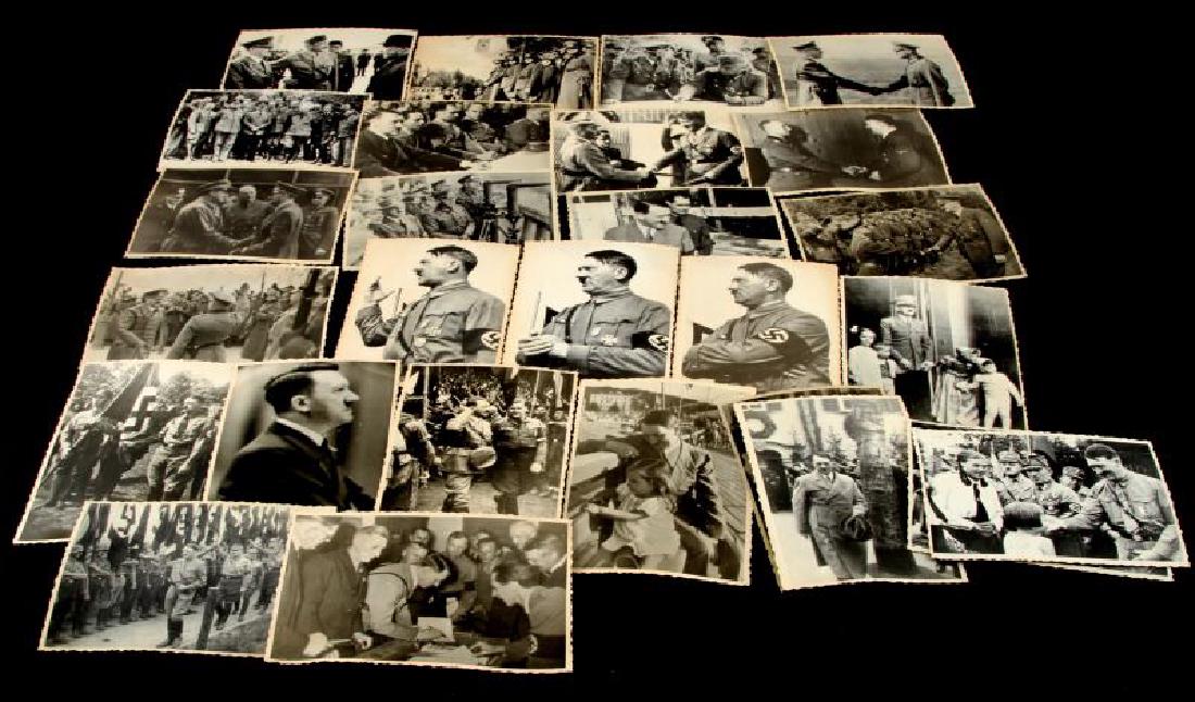 GROUP OF 27 VINTAGE PHOTOS UKRAINE ADOLPH HITLER: Group of twenty-seven (27) black & white vintage photos from the Ukraine. All photos feature Adolph Hitler. Photos measure 4.5" x 3.25". Good condition. This lot has a reserve.
