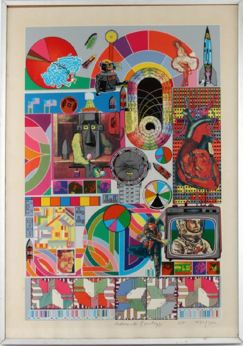 EDUARDO PAOLOZZI "B.A.S.H." PINK LITHOGRAPH PRINT: One Eduardo Paolozzi print of "B.A.S.H (pink)". Work combines surrealism, popular culture, and technology. This lot has a reserve.