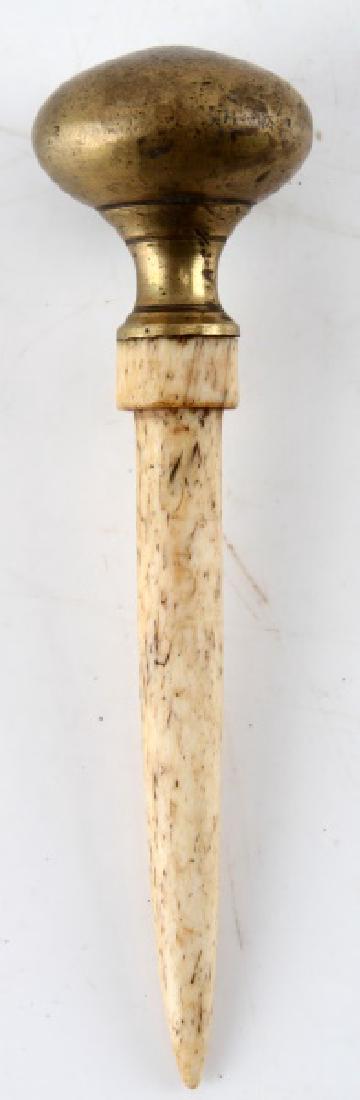 ANTIQUE 19TH CENTURY BONE SAILOR'S STICH MALLET: Unusual door knob handle. Measures 5.5 inches.