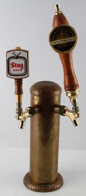 VINTAGE BRASS FOUR HEAD BEER TAP