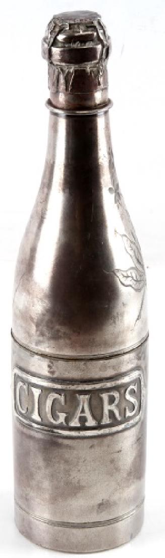 ANTIQUE PAIRPOINT MFG 3 PC. CIGAR HUMIDOR HOLDER: Breaks down with match safe top and cigar holder base . Stands 11 inches.