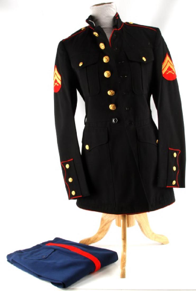 USMC CORPORAL DRESS UNIFORM JACKET AND PANTS: USMC dress uniform jacket and pants. Both in excellent condition. Pants are size 30R and jacket is a 35XL. Rank is corporal.