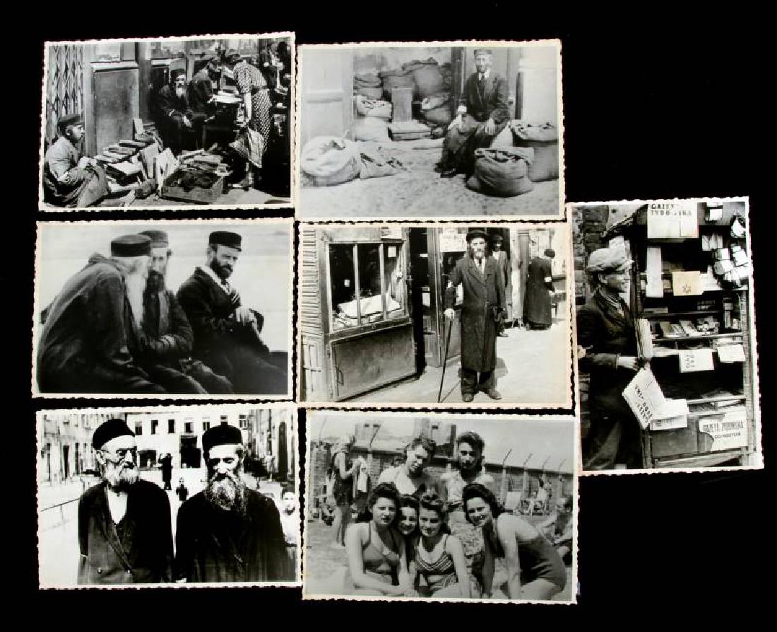 LOT OF 7 WW GERMAN WARSAW GHETTO PHOTOGRAPHS: Lot of seven (7) photographs of Warsaw Ghetto from Ukrainian closed for public archives. Photos measure 4.75" x 3.25". Normal wear/discoloring for age. All in good to very good condition. Some stamps 