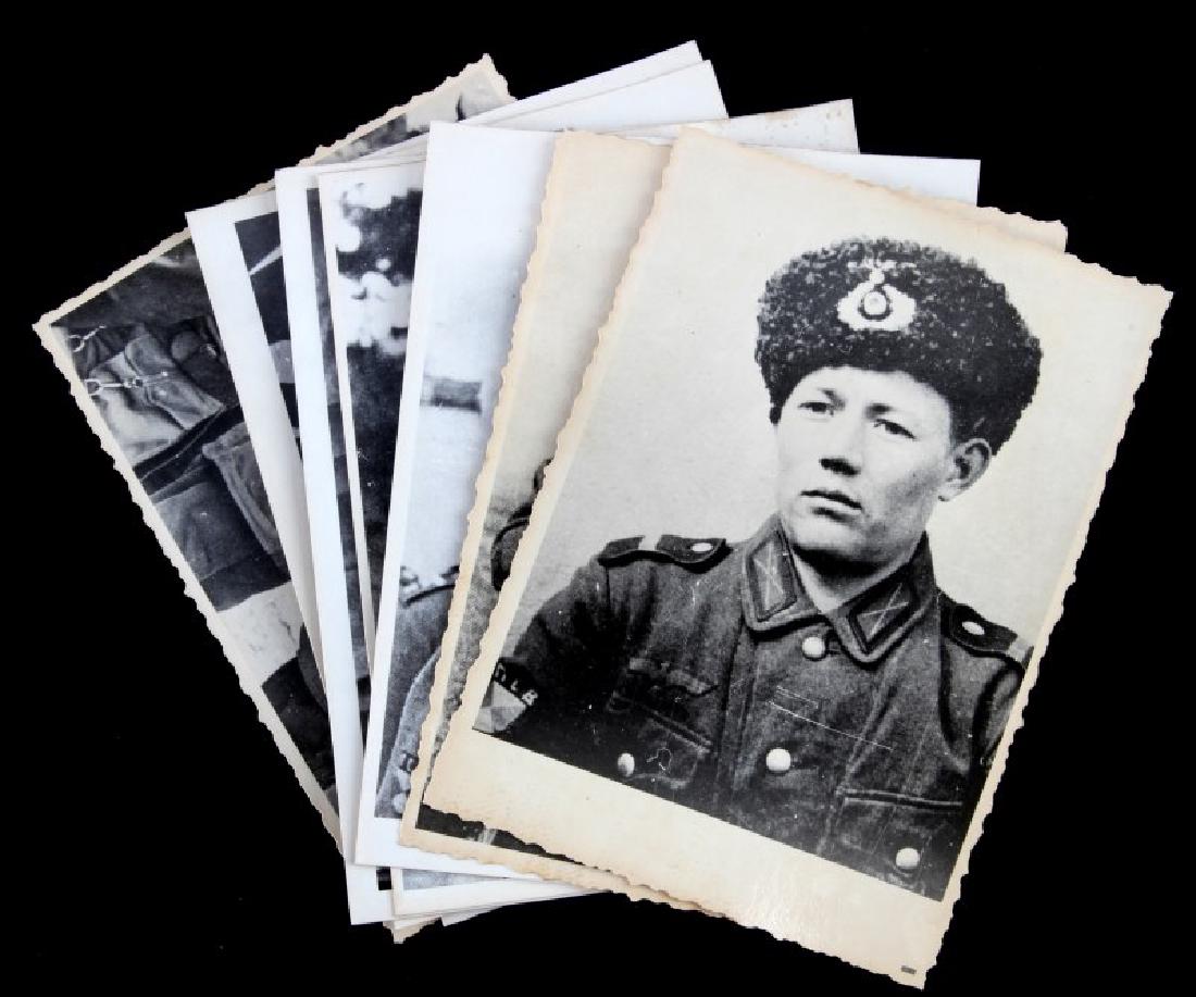 LOT 8 WWII RUSSIAN COSSACK PHOTOGRAPHS WEHRMACHT: Group of eight (8) photos from the Ukraine. Images of Russian Cossacks fighting in German Wehrmacht. Photos measure 4 1/2" x 3 1/4". Normal age wear and discoloring. Good to very good condition. Unaut