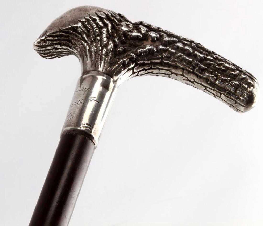 ANTIQUE 1855 STERLING SILVER HANDLE WALKING STICK