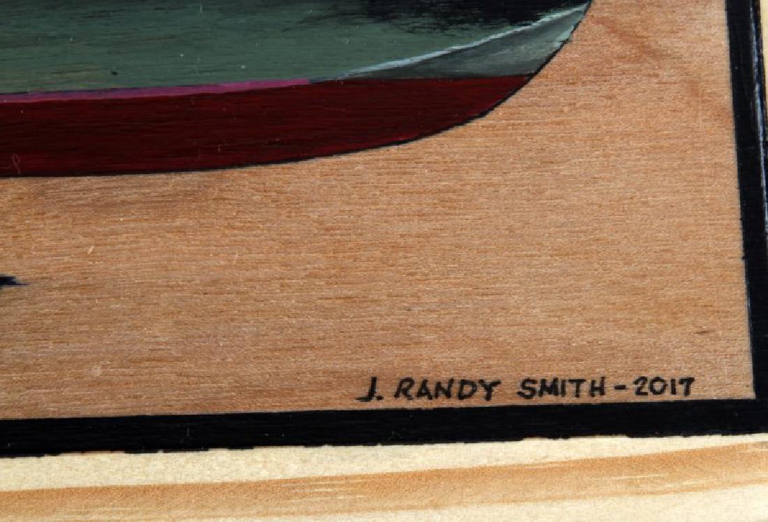 HAND PAINTED WOOD BOX MILITARY COLLECTION PT BOAT: Hand crafted Rectangular wooden box with painting of traditional WWII PT Boat just like the one John F. Kennedy was stationed aboard in WWII. Part of Mr. Smith's Military collection the interior is li