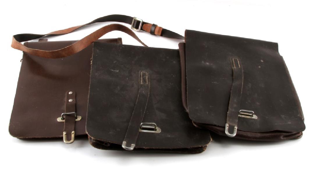 LOT OF 3 SOVIET UNION LEATHER MAP CASES: Each measures approximately 8 1/4" by 11". Each with Cyrilic alphabet on interior of leather flap. One with strap in tact. In very good condition with mothing.