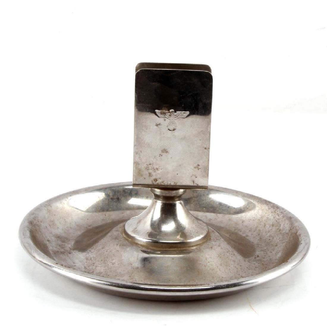 WWII GERMAN WEHRMACHT OFF MESS NAPKIN HOLDER: Silverplate. Stamped with army eagle/swastika. Hallmarked AWS silwello. This lot has a reserve.