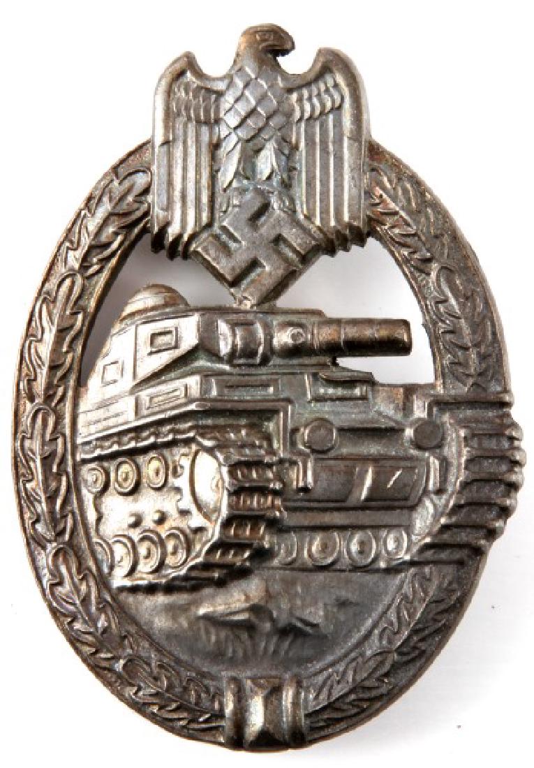 WWII GERMAN 3RD REICH PANZER ASSAULT BADGE: In overall good condition. Has a straight vertical pin back. Has some discoloration. There are no visible markings on the back. Unauthenticated sold as is.