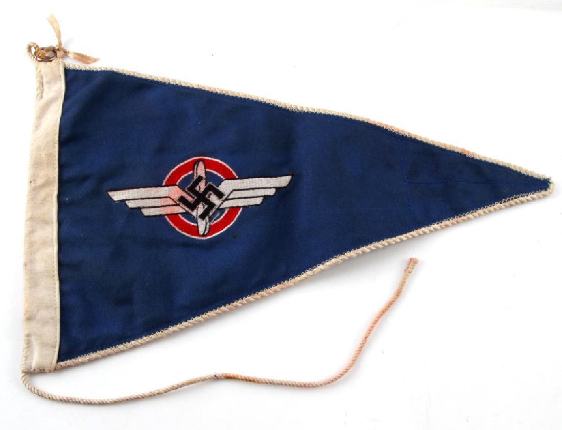 WWII GERMAN 3RD REICH DLV DOUBLE SIDED PENNANT: Measures 14" by 8" Has some staining on both sides. This lot has a reserve.