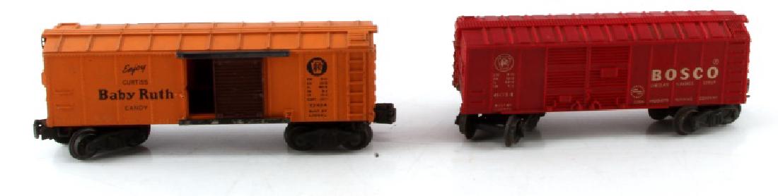 LIONEL TRAIN BOXCARS BABY RUTH X2454 & BOSCO 6014: Baby Ruth x2454 and Bosco 6014 chocolate syrup train cars. Vintage, postwar, fully operating, used with minor wear, in good condition all lettering is intact. O scale