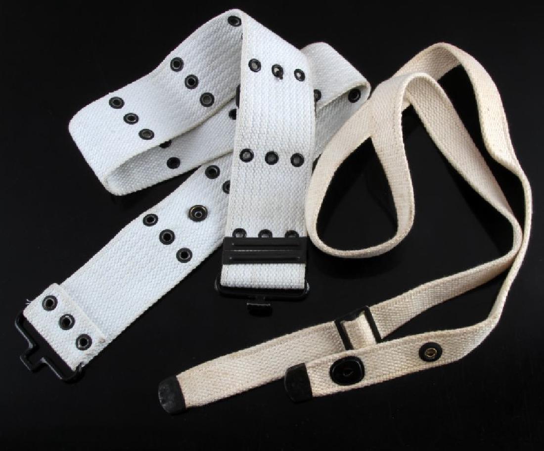 US HONOR GUARD WHITE WEB BELT & M1 CARBINE SLING: Both have discoloration and some stains show signs of wear.