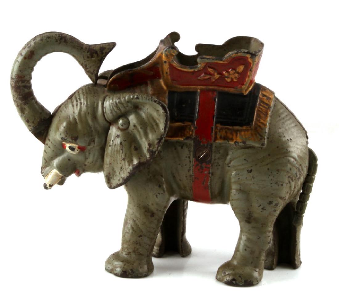 ANTIQUE CAST IRON ELEPHANT MECHANICAL BANK