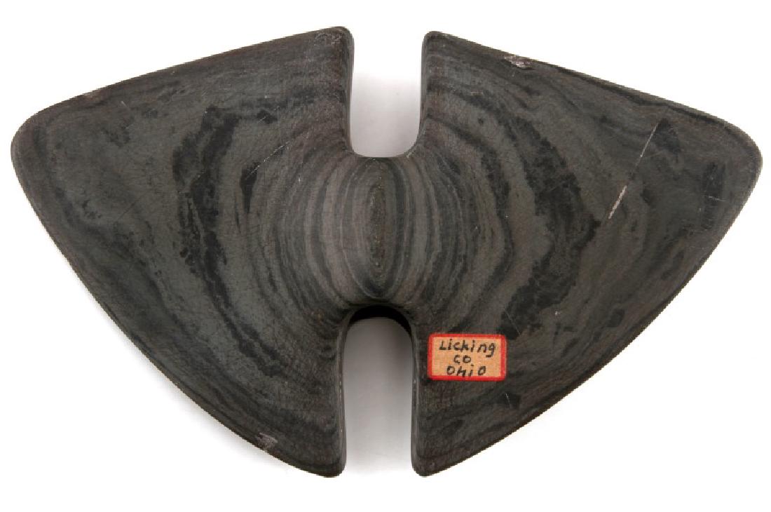 WOODLAND PERIOD NATIVE AMERICAN SLATE BANNERSTONE