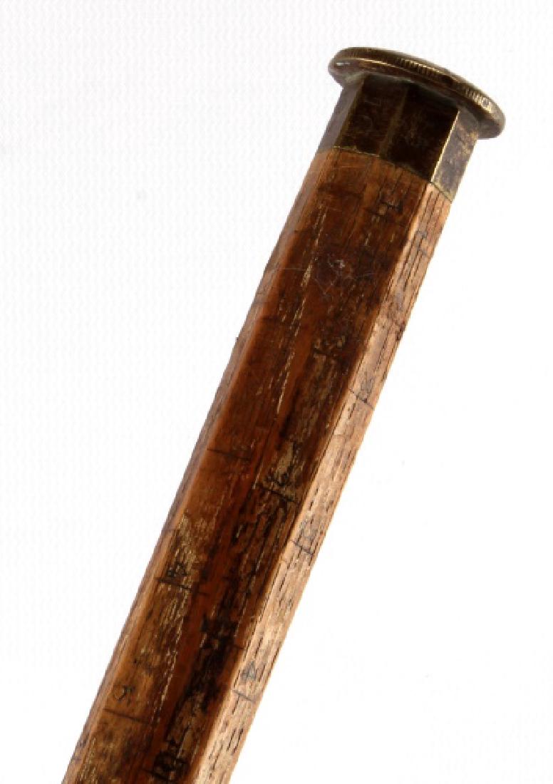 ANTIQUE LUMBER MEASURING CANE CIRCA EARLY 1800'S: Antique lumber measuring cane circa 1800's. These beautifully made instruments were for rough measurement of the amount of board feet in a truck load. Also served both as a rudimentary slide rule and 