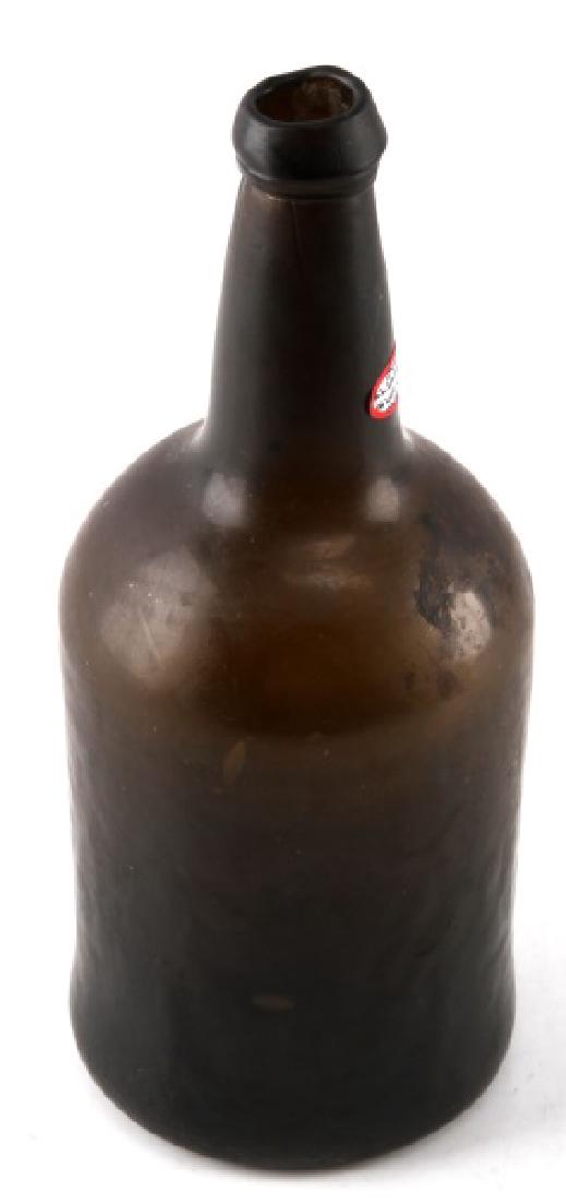 18TH CENTURE GROUND PONTIL ONION SKIN WINE BOTTLE: Has tag stating found on Cickasaw site on E.L. Whites farm in Lee county Mississippi 1972, very good original condition stands 10 inches.