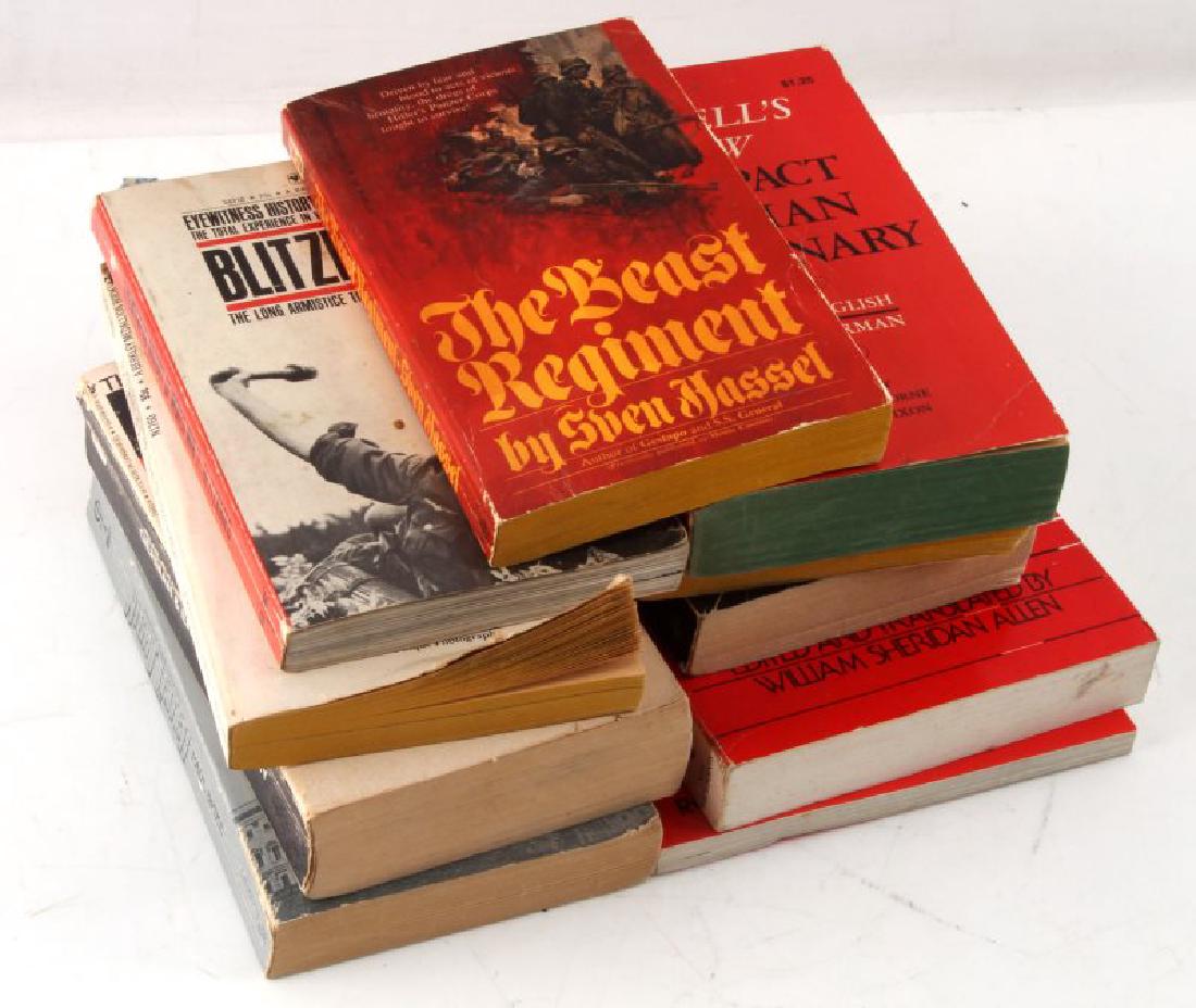 LOT OF 10 INFORMATION BOOKS ON GERMAN MILITARIA: Includes The Black Corps by Robin Lumsden, Ten Against The Third Reich by Stan Smith, The Night Letter by Paul Spike, The Bantam New College German and English Dictionary, Cassell's new Compact German