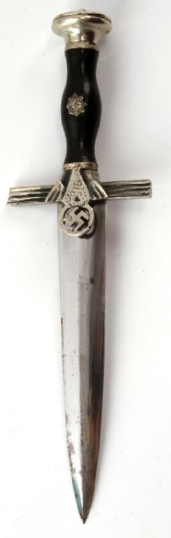 GERMAN WWII THIRD REICH RLB MINI DAGGER: Marked "Eickhorn" with squirrel maker's marking on blade. Some wear and discoloring present. Overall in very good condition. Unauthenticated, sold as is. This lot has a reserve.